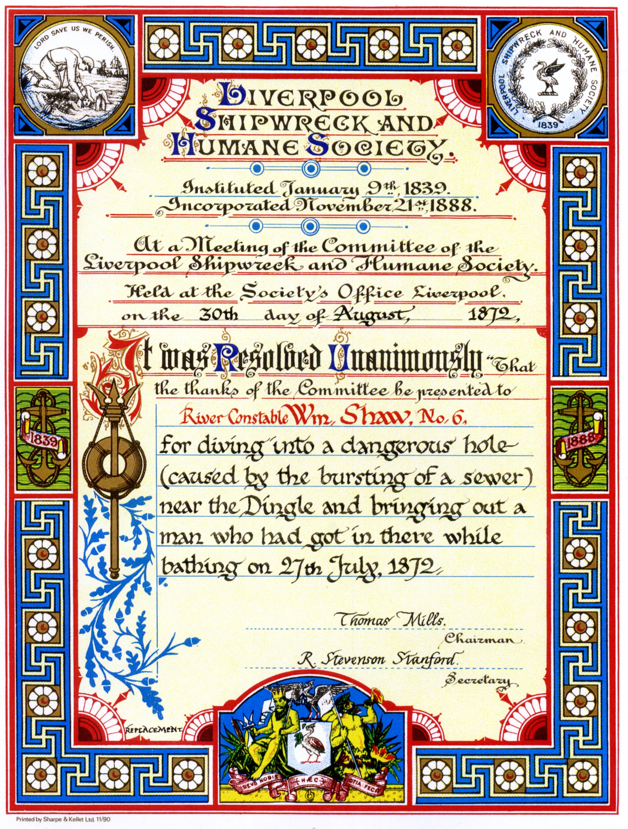 Humane Society Certificate