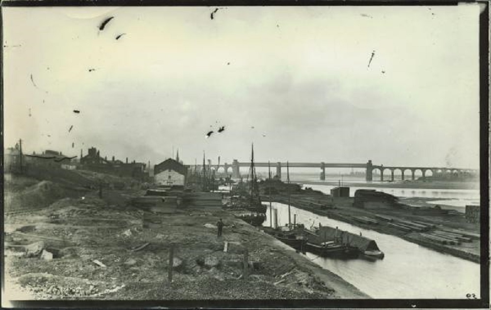 old postcard showing the locks