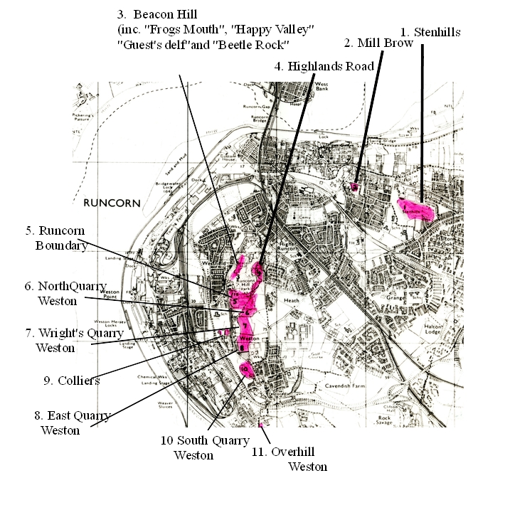 Map of quarry locations and names